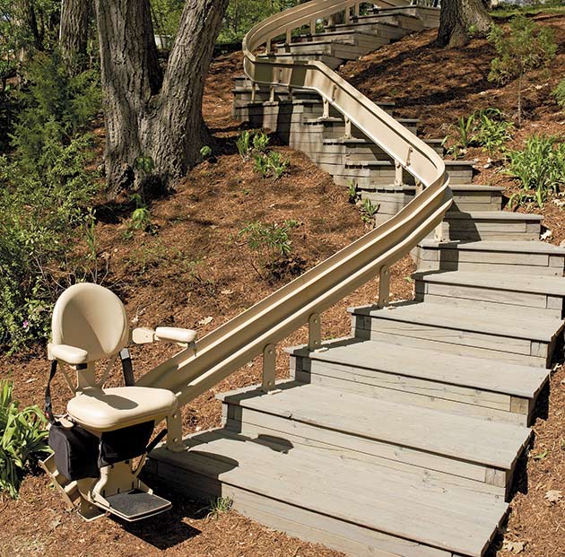 san diego bruno outdoor curved stair chairlift