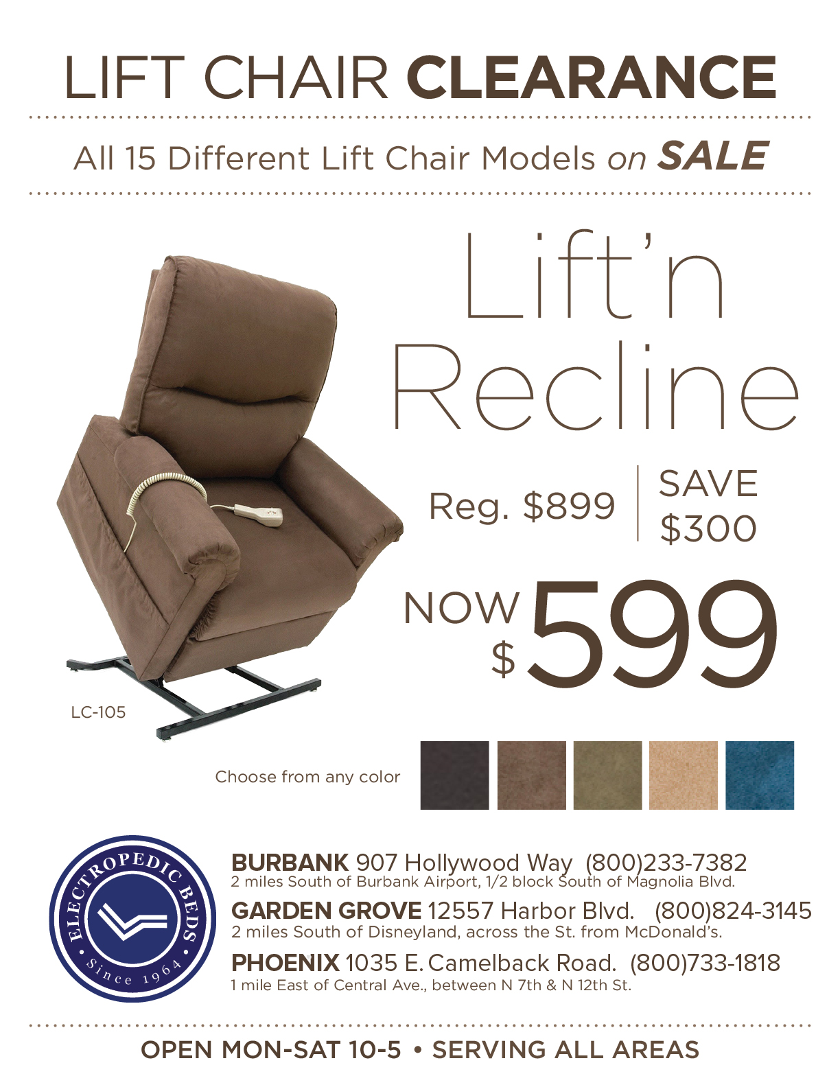 Los angeles best selection of lift chairs: LA Golden liftchair reclining, LA Pride recliners and Medical Lift-Chairs