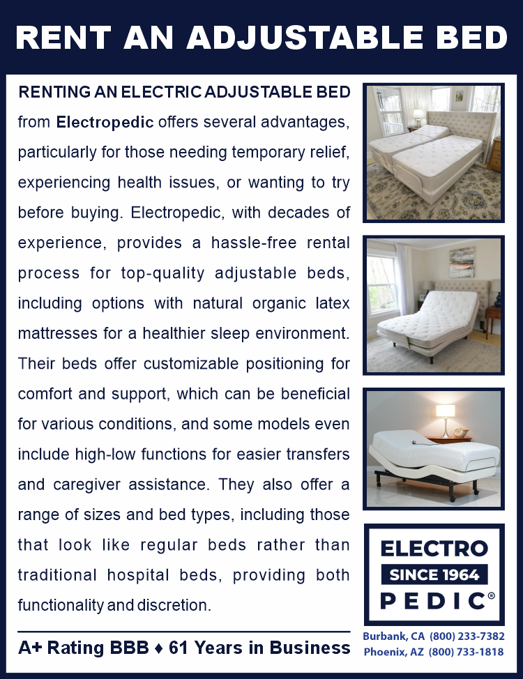 Rent an adjustable bed from Electropedic!